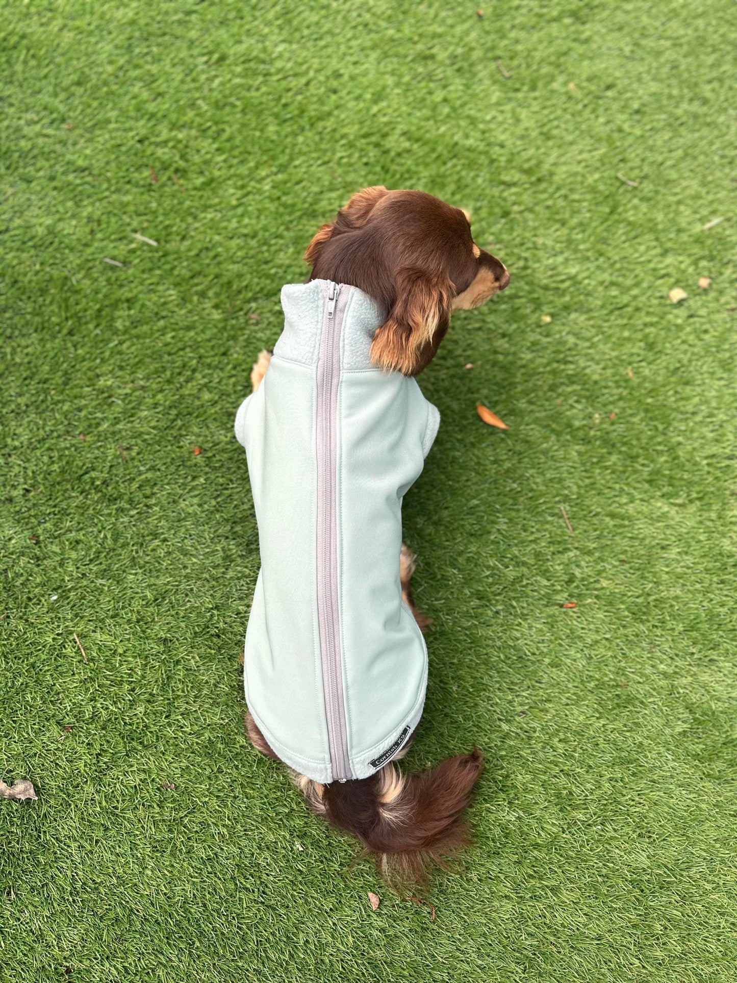 Dachshund Softshell zipped waterproof  jacket ,water repellent  jumper ,step in dog coat,  ,washable dog jacket, Mud Repellent