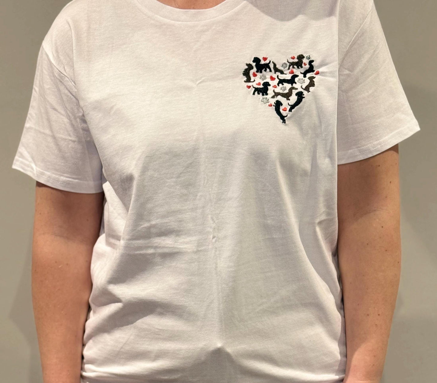 Embroidered Dachshund T-Shirt: Cotton Doxie Lover Tee