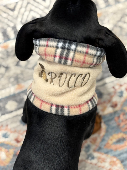Dachshund  snood , tartan neck warmer , dog snood ,dog fleece neck warmer