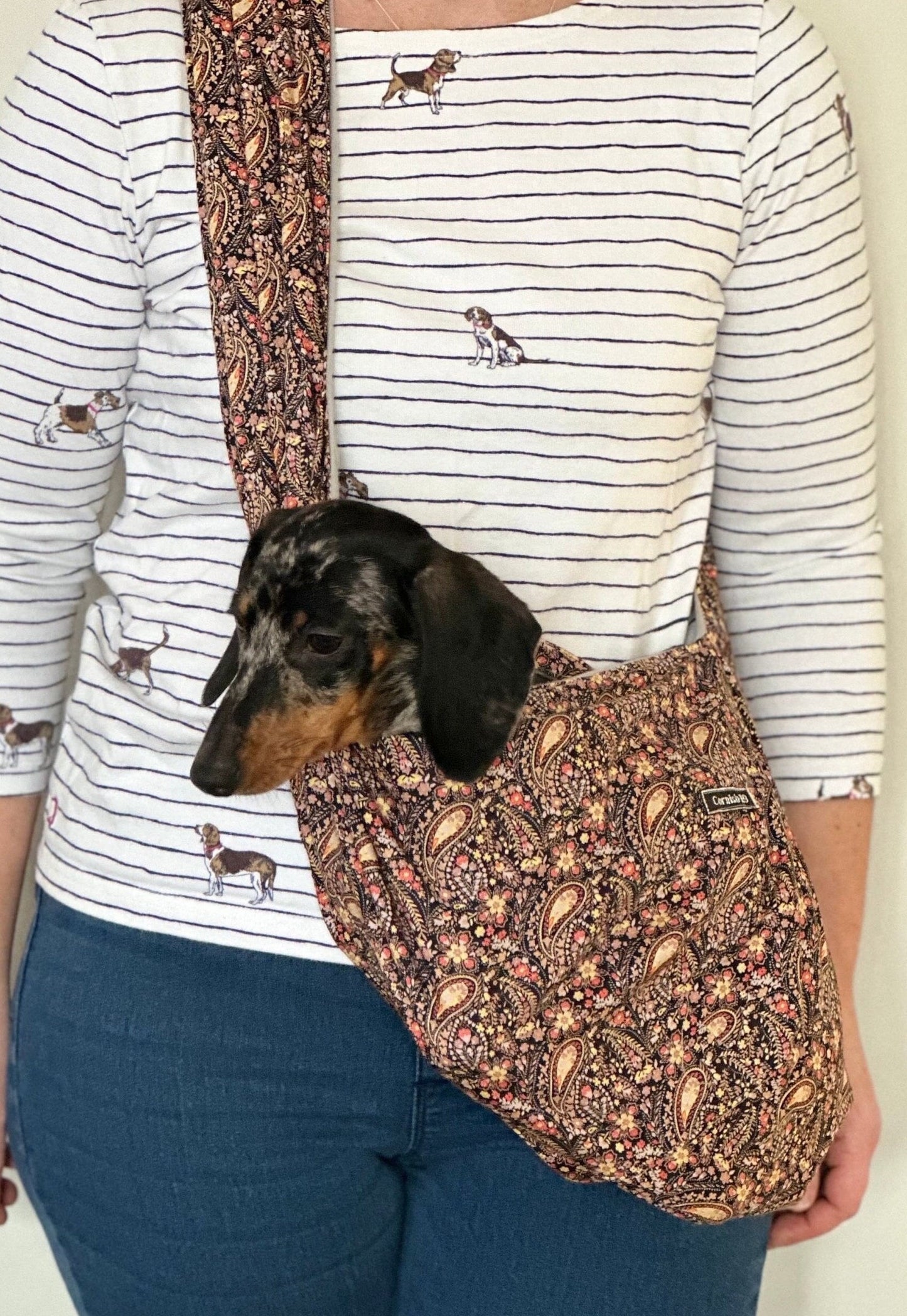 Paisley Dog Sling: Lightweight Cotton Puppy Carrier