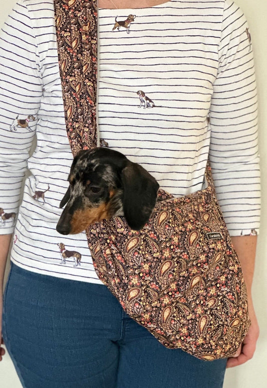 Paisley Dog Sling: Lightweight Cotton Puppy Carrier