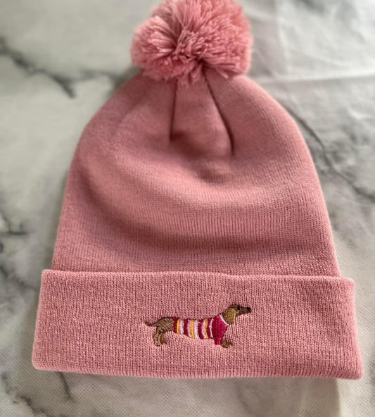 Embroidered Dachshund Beanie: Soft Acrylic Dog Lover Gift