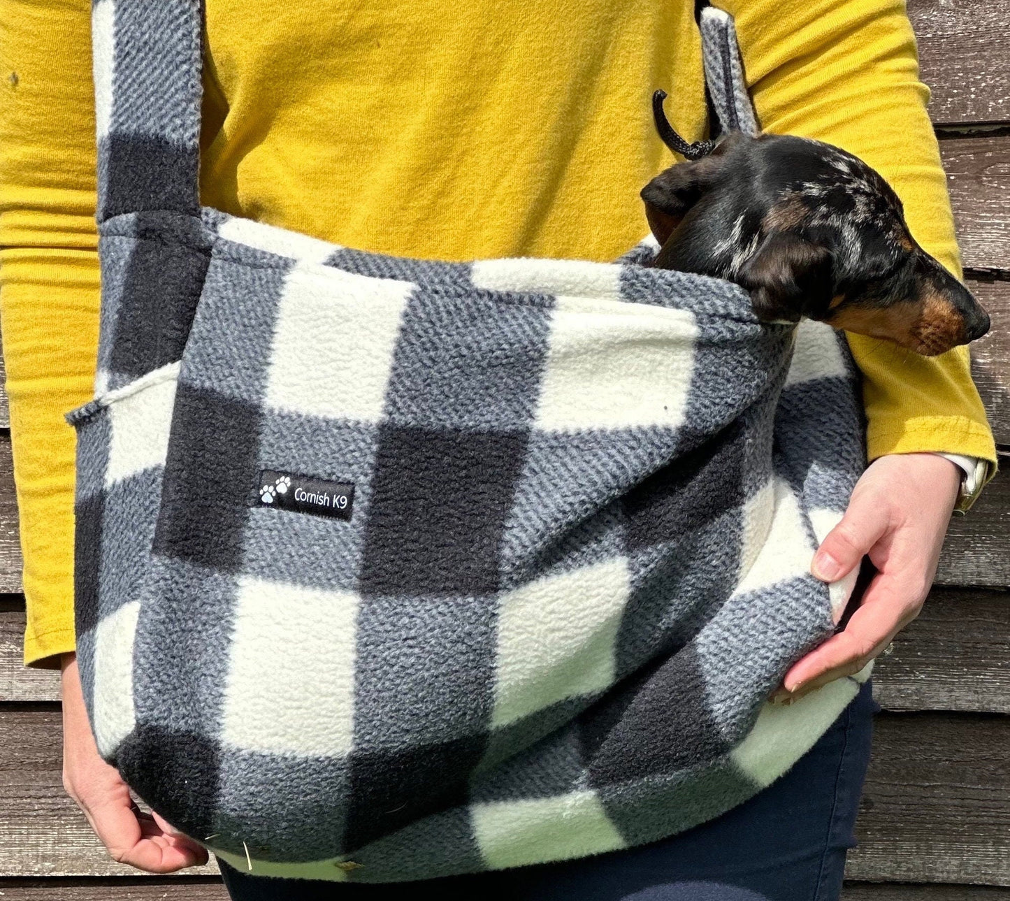 Padded Fleece Dog Sling Carrier: Dachshund Puppy Sling Bag