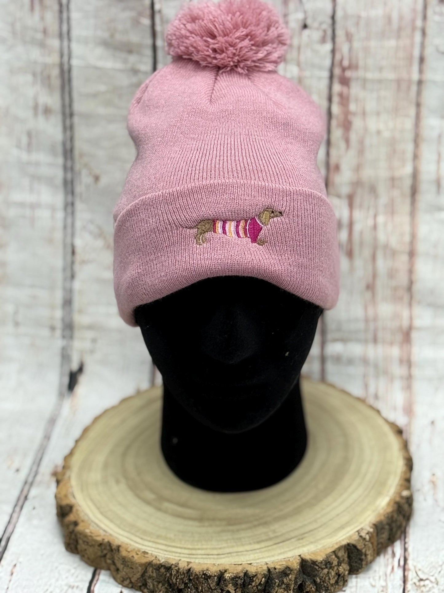 Embroidered Dachshund Beanie: Soft Acrylic Dog Lover Gift