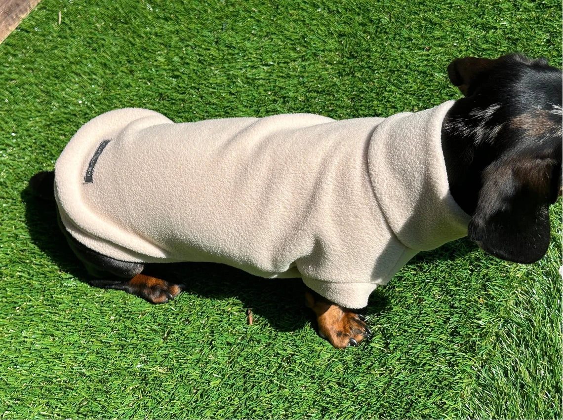 Water Repellent Dachshund Fleece Jumper: Embroidered Dog Coat