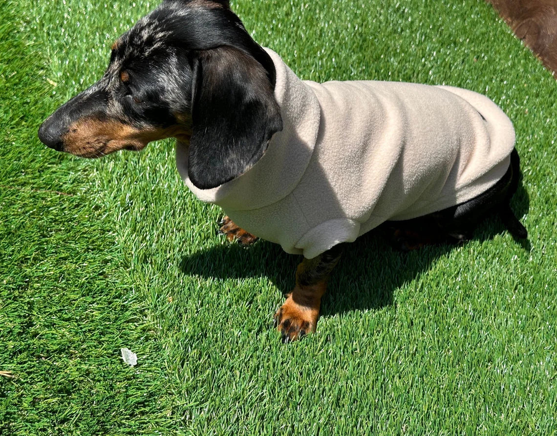 Water Repellent Dachshund Fleece Jumper: Embroidered Dog Coat