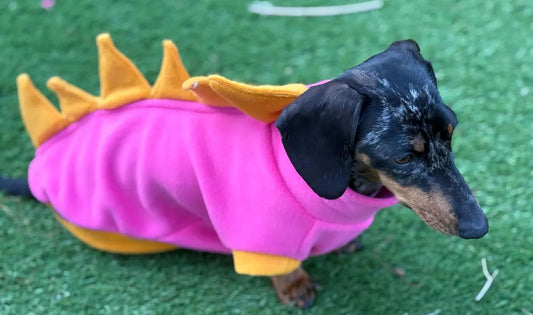 Dachshund Dino Fleece Jumper: Warm, Water-Resistant Dog Coat