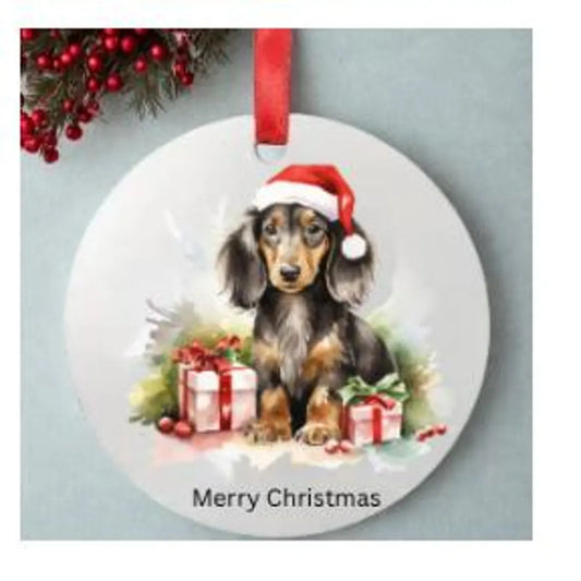 Personalized Dachshund Christmas Bauble: Ceramic Christmas Tree Decoration