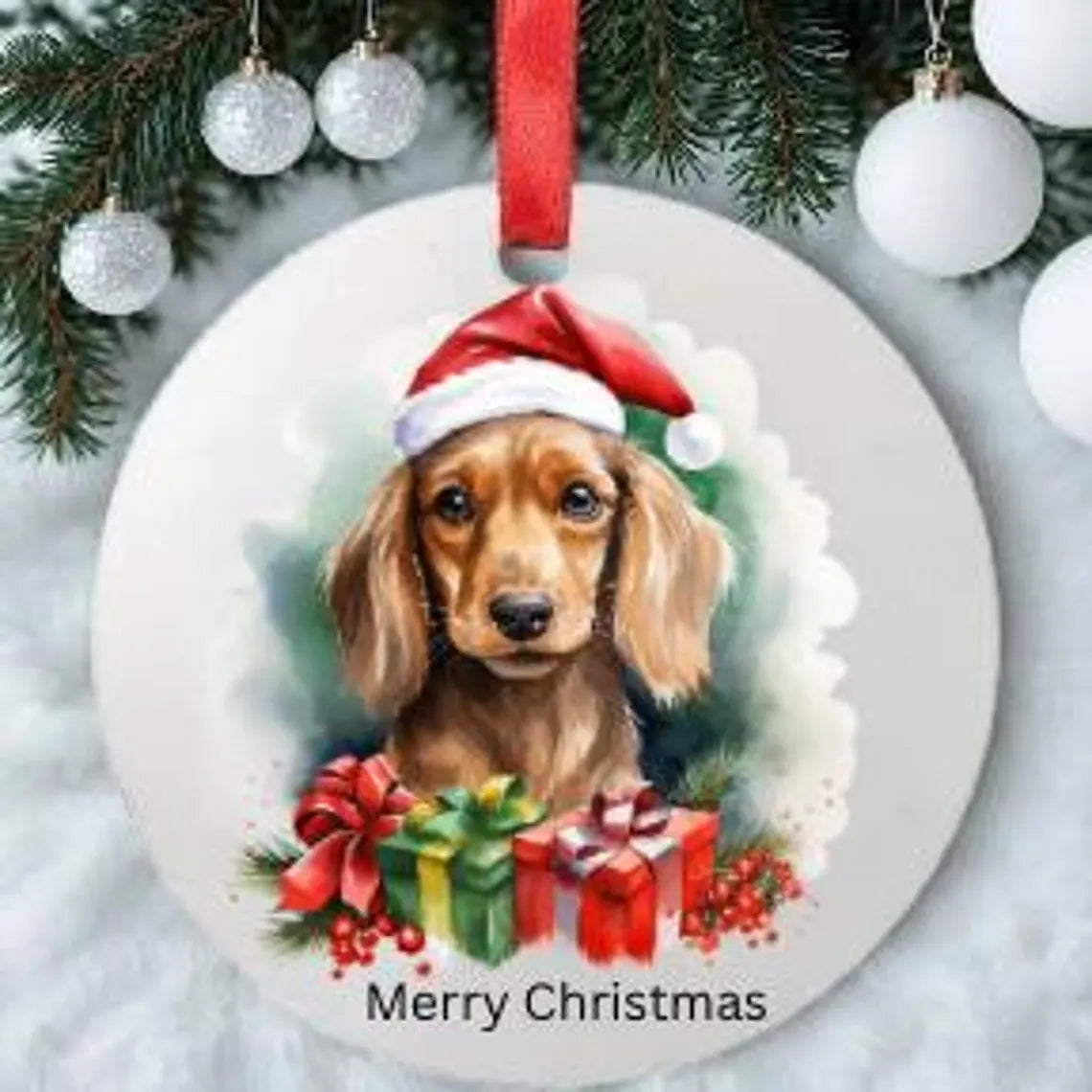 Personalized Dachshund Christmas Bauble: Ceramic Christmas Tree Decoration