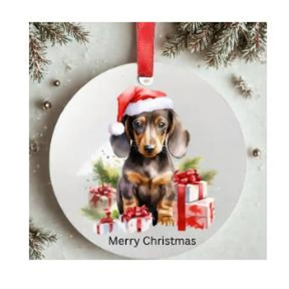 Personalized Dachshund Christmas Bauble: Ceramic Christmas Tree Decoration
