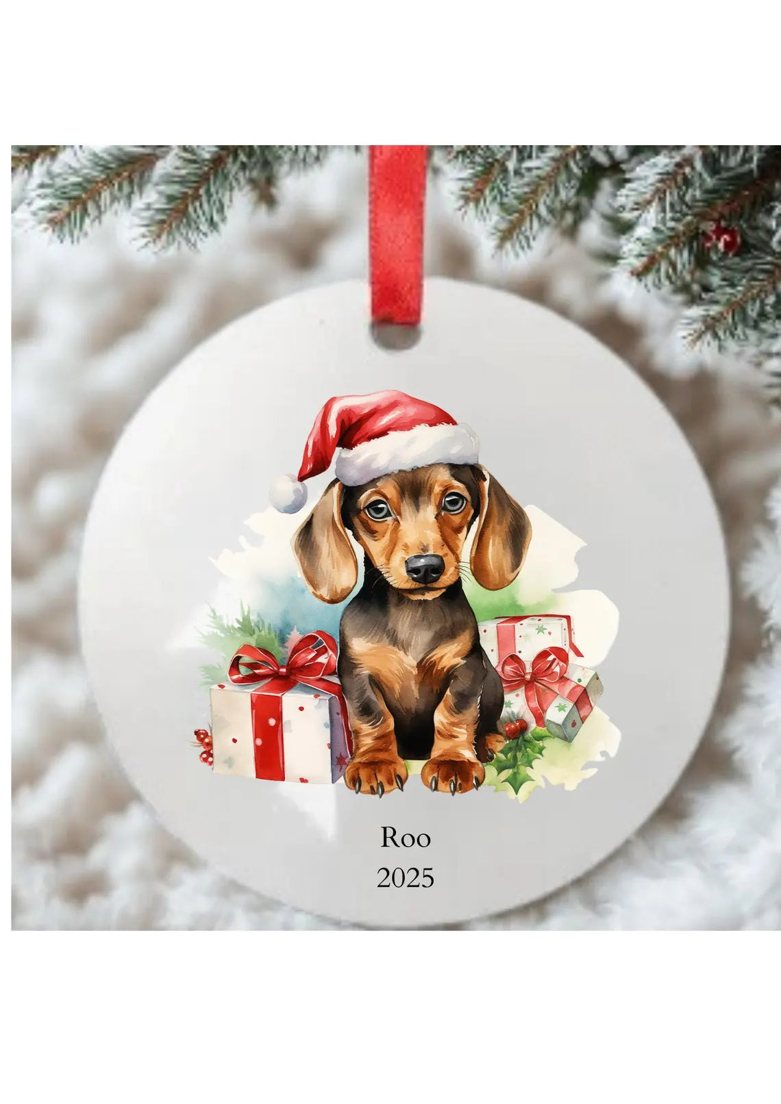 Personalized Dachshund Christmas Bauble: Ceramic Christmas Tree Decoration