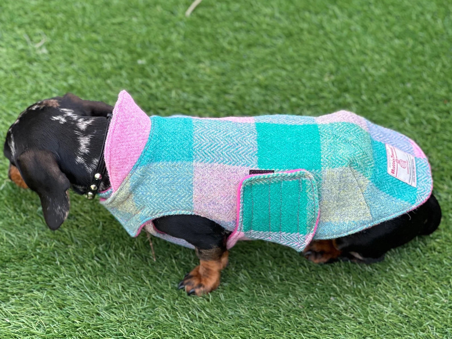 Harris Tweed Dachshund Coat | Luxury Handmade Fleece Lined Dog Coat