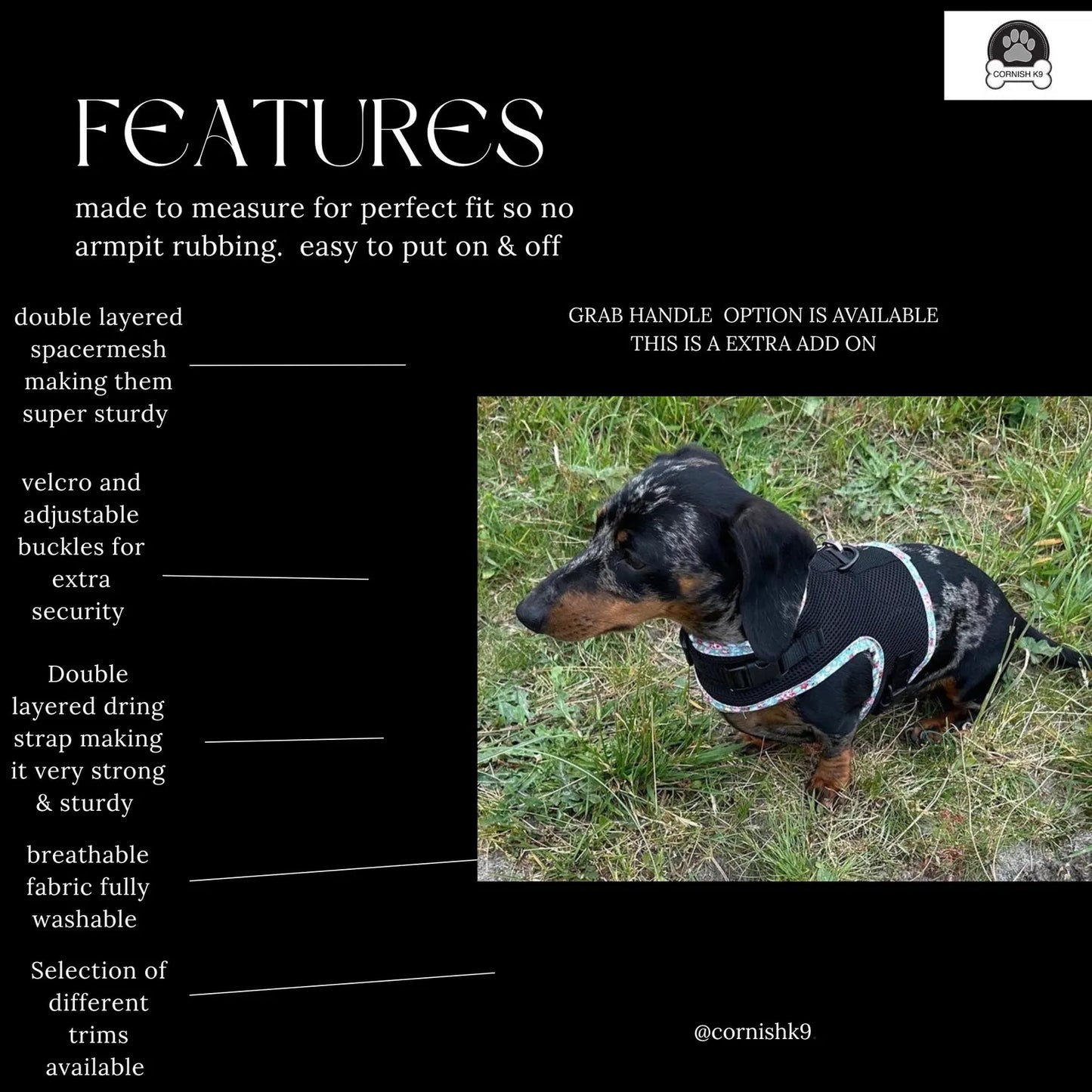 Dachshund Spacer Mesh Harness | Made-to-Measure Dog Harness