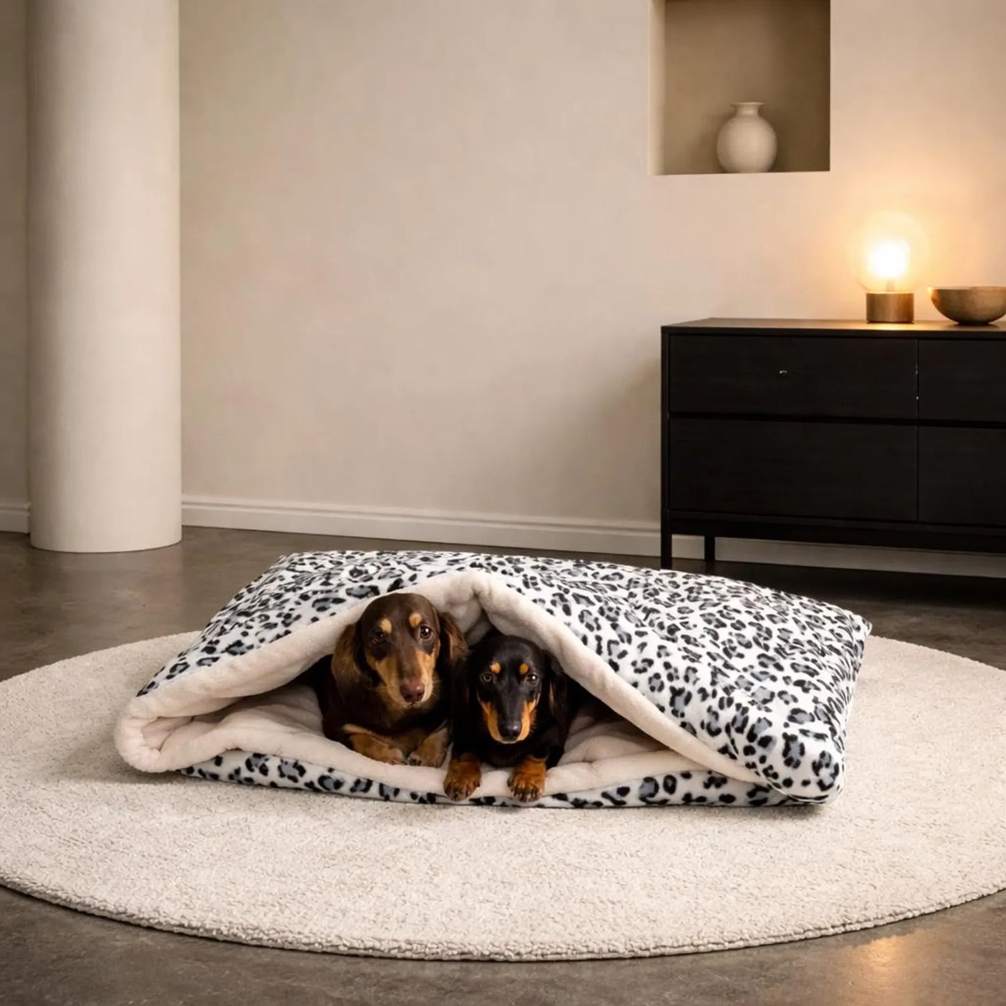 Luxury Dog Snuggle Sack | Padded Fleece Burrow Bed for Dachshunds & Dogs