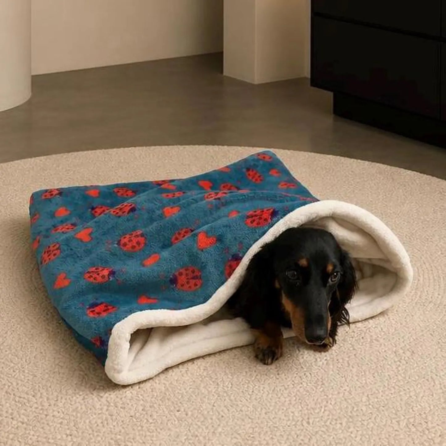 Luxury Dog Snuggle Sack | Padded Fleece Burrow Bed for Dachshunds & Dogs