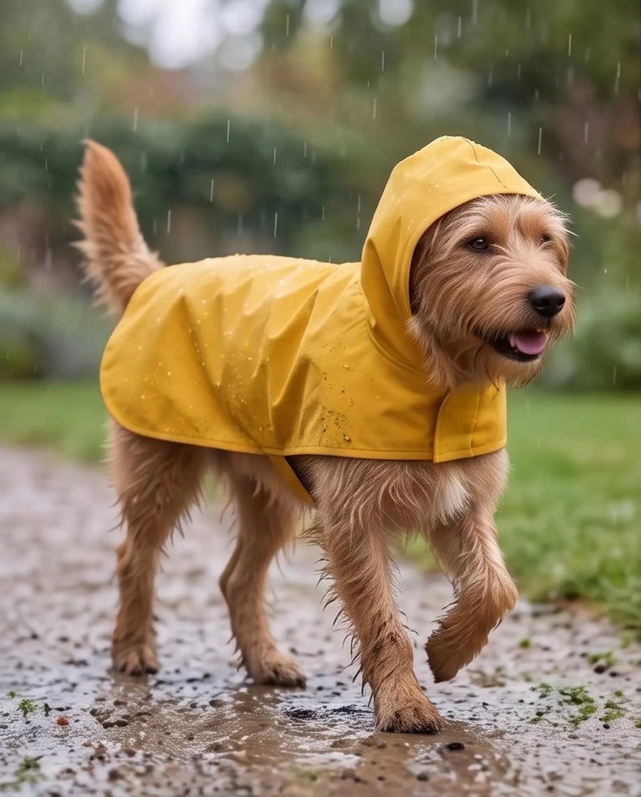 Waterproof Hooded Dog Coat | Fleece Lined Canvas Dog Raincoat