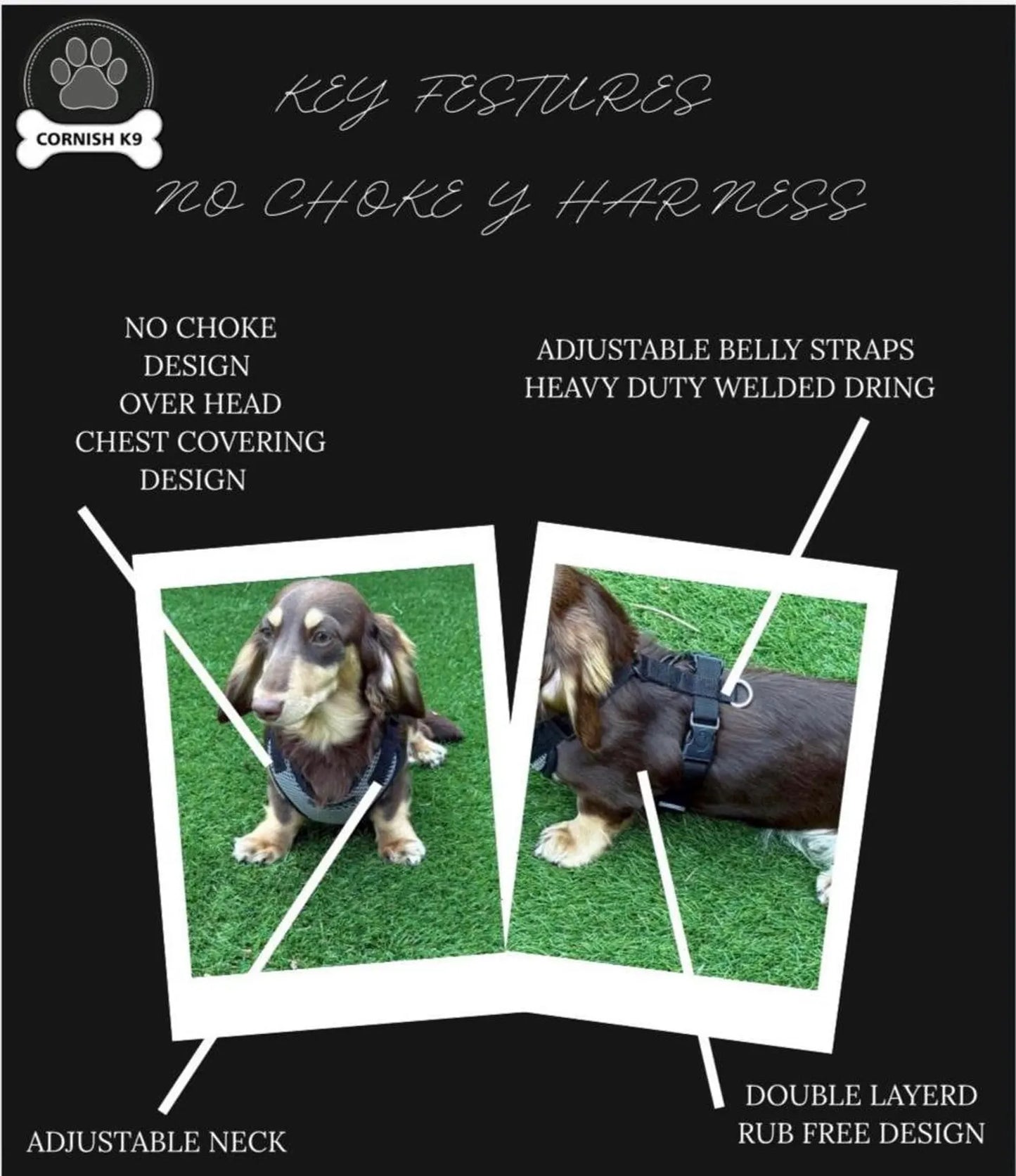 Waterproof Dachshund Cordura Harness | Fleece Lined Dog Walking Harness