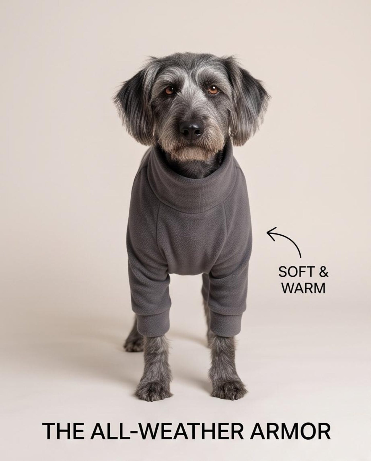 Dog Fleece Jumpsuit | Water & Mud Repellent Full Body Dog Onesie