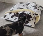 Fleece Dog Bed Cave: Dachshund Snuggle Sack with Sherpa Lining.