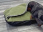 Corduroy Dachshund Bed Cave: Sherpa Fleece Snuggle Sack, Personalized Dog Sleeping Bag
